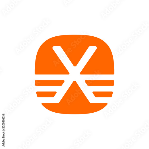 Abstract letter X logo design with orange rounded square background vector