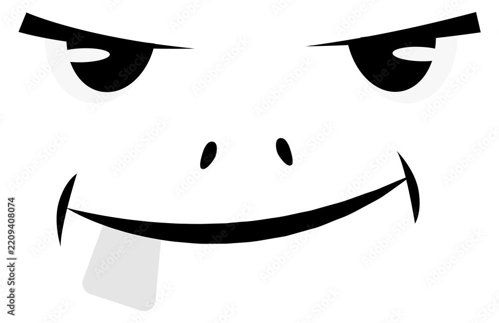 Obraz premium Troll funny face. Smiling monster black icon