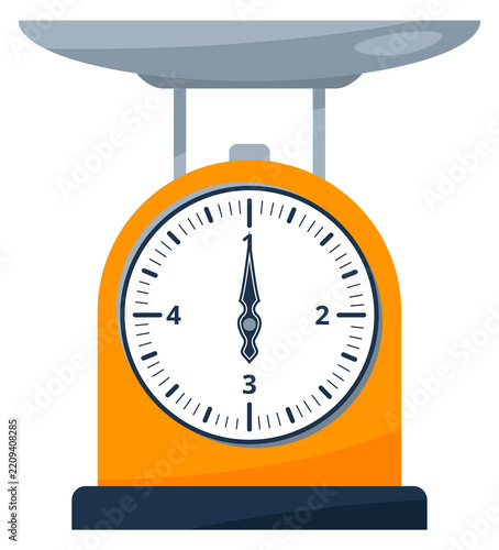 Fotografie Kitchen scales cartoon icon. Food weight measurement