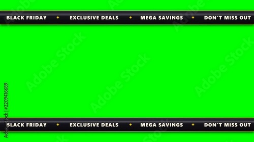 Black Friday sale scrolling ticker banners on green screen