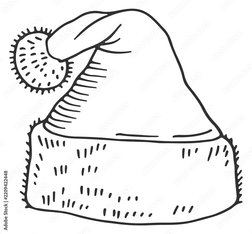 Obraz premium Elf hat doodle. Santa cap. Hand drawn party accessory
