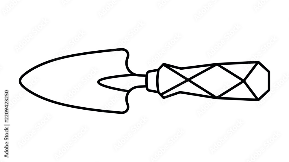 Obraz premium Gardening Trowel Illustration: A simple, hand-drawn illustration of a gardening trowel with a patterned handle, perfect for hobbyist, DIY, or gardening themes.