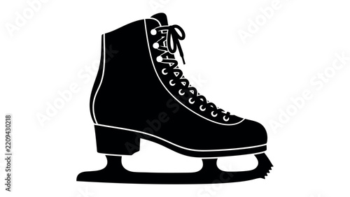 Fotografie Figure Skate Silhouette: A classic figure skate rendered in a clean, crisp silhouette, showcasing the elegant design of the blade and boot with intricate lacing detail