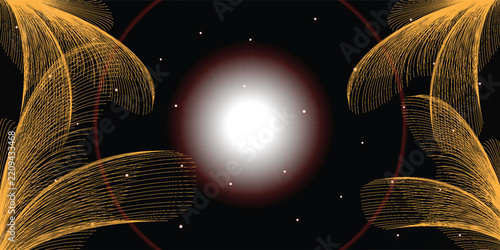 Outer Space Sun Flare Explosion with Planet Background Vector Illustration