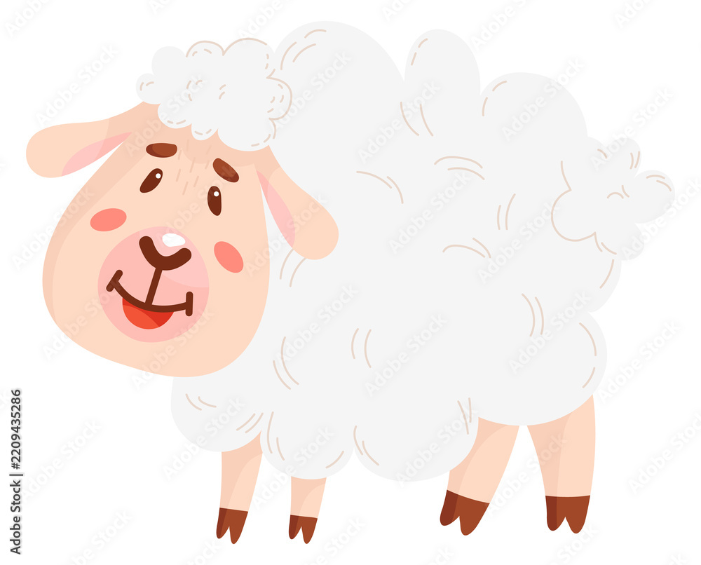Obraz premium Baby lamb cartoon character. Cute little sheep