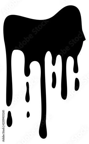 Dripping black paint. Decorative grunge ink stain