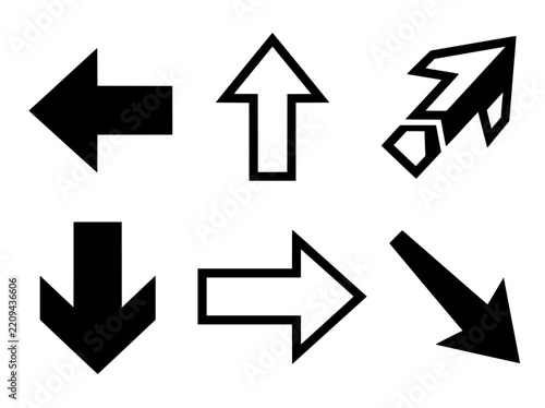 Six Bold Directional Arrows Vector Set