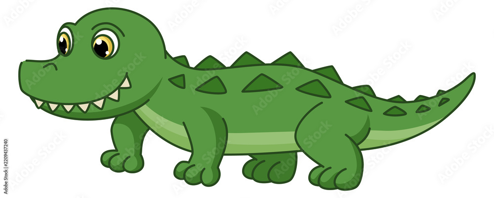 Fototapeta premium Crocodile baby. Cute green jungle reptile character