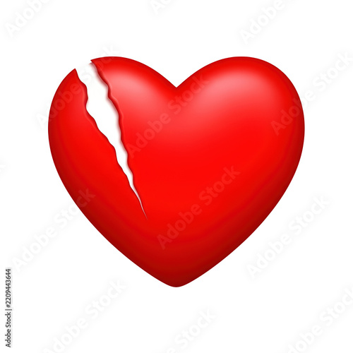Broken red heart icon with crack symbolizing pain or loss