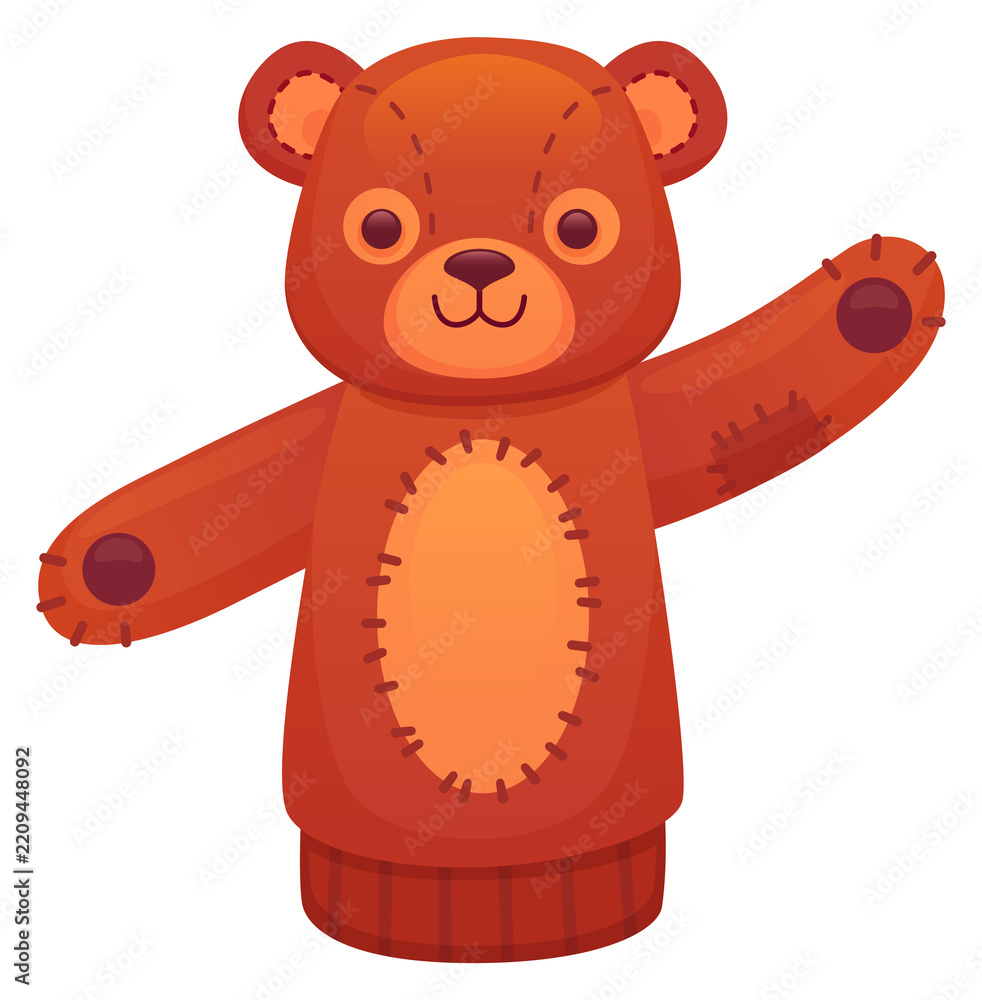 Obraz premium Bear puppet. Cartoon playable fabric toy icon