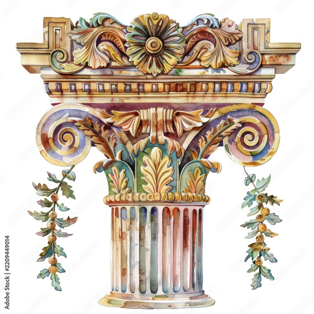 Obraz premium A Greek architecture ornament letterbox mailbox pillar.