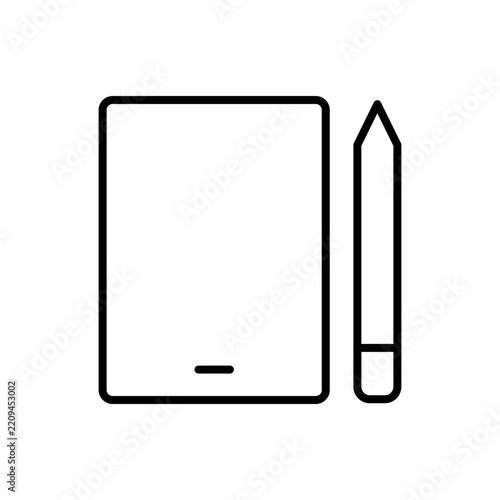 Digital tablet with stylus pen icon for graphic design and note taking