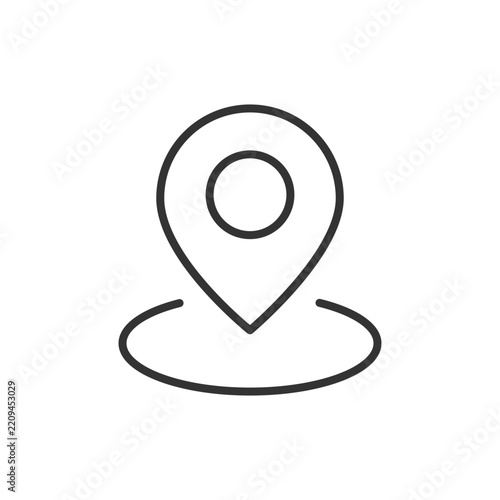 Location pin icon representing navigation and map marker on white background