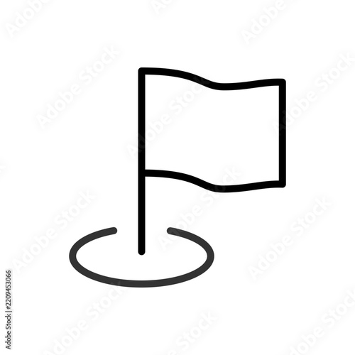 Minimalist flag icon representing a location marker on a white background