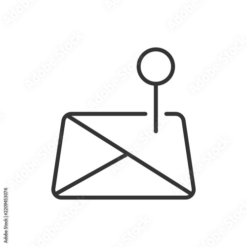 Map pin icon on a simple envelope outline for location based messaging