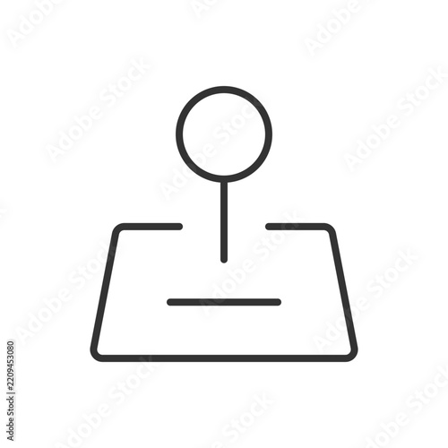 Map pin icon representing location and navigation on a white background