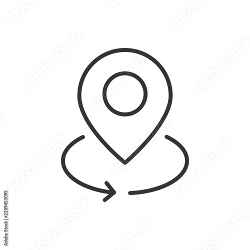 Location pin icon with circular refresh arrows for navigation interface