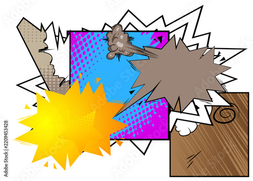 Vector cartoon background, colorful super comic book backdrop. Retro comics pop art design.