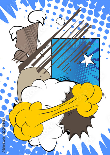 Vector cartoon background, colorful super comic book backdrop. Retro comics pop art design.