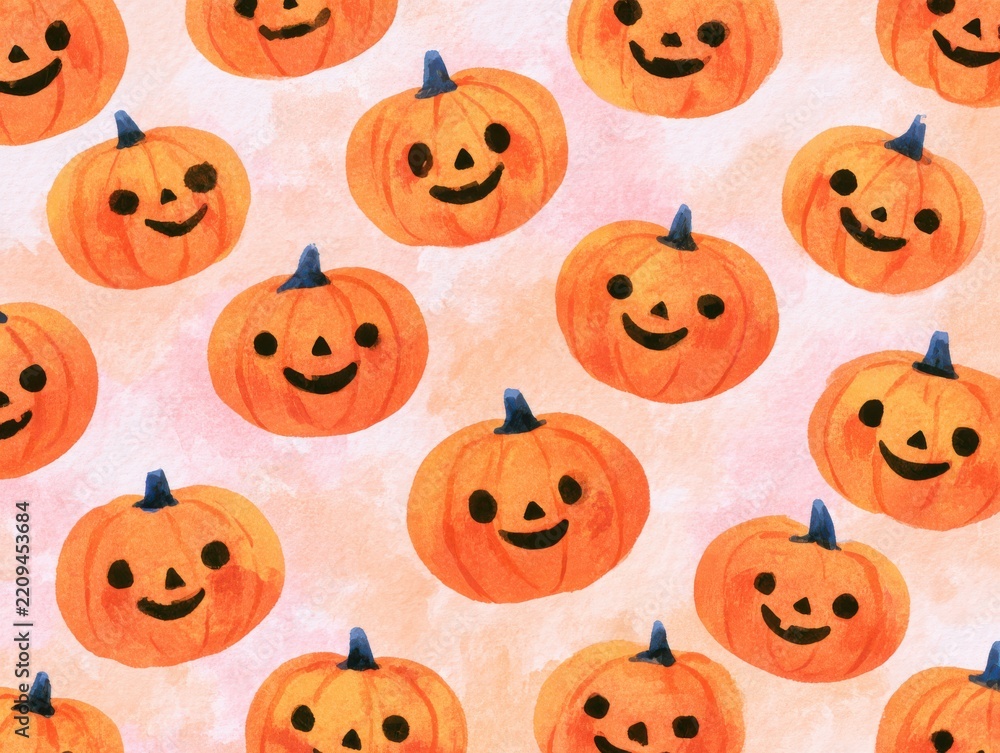 Obraz premium Happy smiling jack o lantern pumpkins pattern design