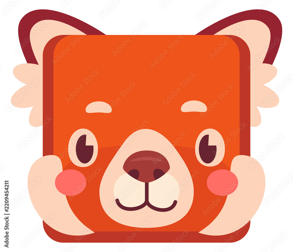 Obraz premium Red panda square head icon. Cartoon exotic animal