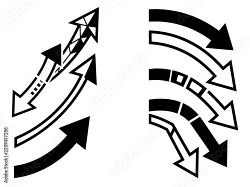 Opposing Curved Arrows Vector
