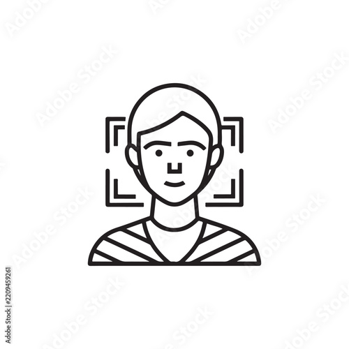 Person face recognition scan with targeting grid overlay illustration