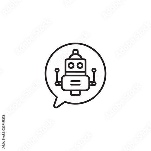 Robot Character Inside Speech Bubble Graphic Illustration Design