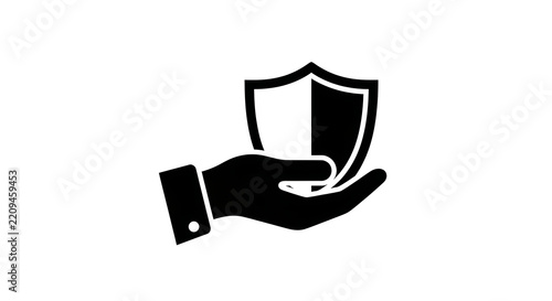 Hand holding shield graphic symbolizing protection and security for marketing materials