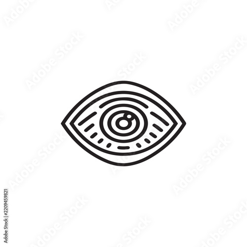 Simple line drawing of eye with iris and pupil details isolated