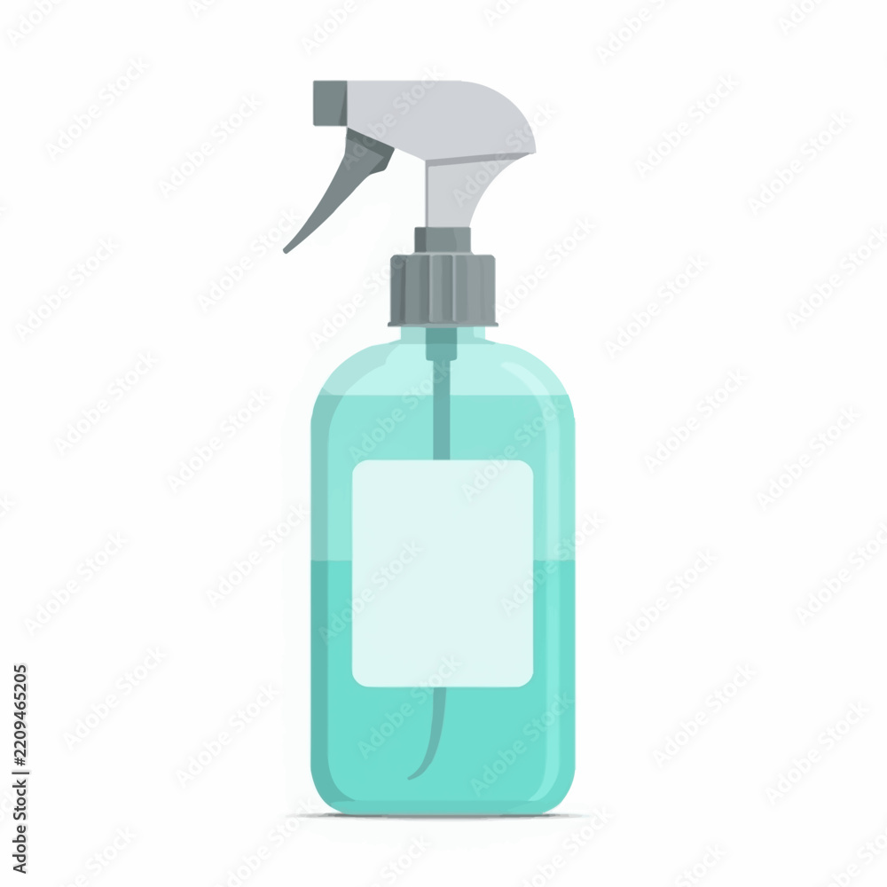 Fototapeta premium Antiseptic Disinfectant Spray Bottle Dispenser With Pump Nozzle Medical Healthcare Flat Illustration