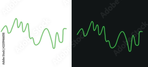Green Abstract Wave Line Design on Transparent Background for Creative Projects