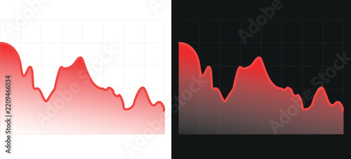 Abstract Red Fluctuating Area Graph with Dynamic Data Peaks for Financial Market Analysis and Business Analytics
