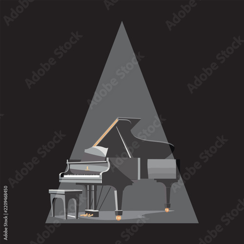 classic piano instrument, icon logo vector 