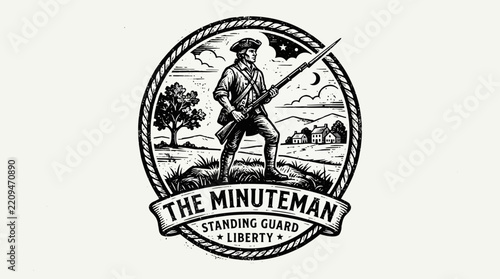 Historical Minuteman Symbol Standing Guard For Liberty.