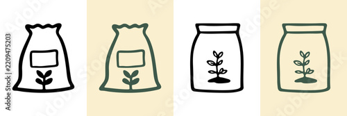 Plant Seeds And Gardening Supplies Hand Drawn Doodle Icon Set. Seed Packets And Seedlings Sketch Symbol Collection. Gardening And Agriculture Industry. Isolated Vector Illustration