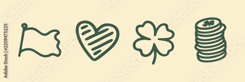 Luck And Symbols Hand Drawn Doodle Icon Set. Fortune And Positive Symbols Sketch Symbol Collection. Good Luck Charms And Celebration. Isolated Vector Illustration
