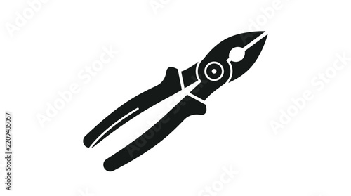 Black pliers vector illustration icon showing metallic industrial hand tools for construction and repair work