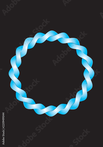 Elegant blue gradient wavy circle frame isolated on transparent background.