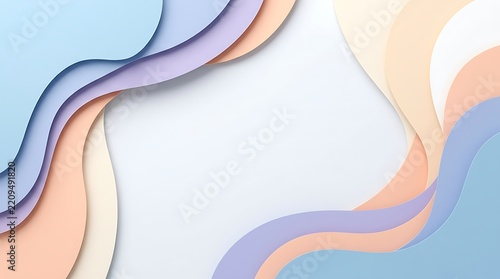 Abstract Paper Cut Background with Pastel Wavy Layers
