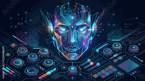 Artificial intelligence robotic face with digital circuit interface