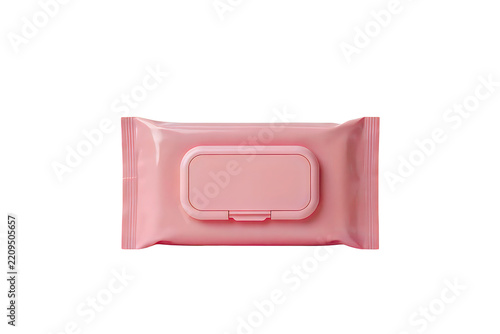 Pink wet wipes packaging isolated on transparent background for personal hygiene and skincare product design cosmetics plastic container sanitary cutout png blank flip-top disposable cleansing moist
