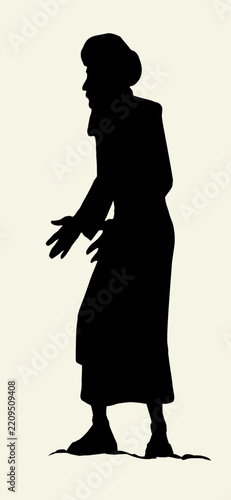 Vector drawing. Man looking with fear