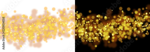 Fotografie Horizontal gold glitter bokeh wave stream with shimmering light particles and gl