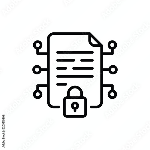 Data privacy thin line icon representing personal data protection, confidentiality, secure information, cybersecurity, digital privacy, and data security. Vector illustration.