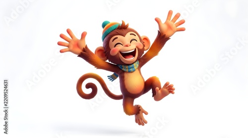 Monkey jumping in the air