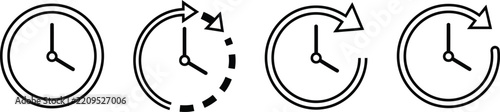 WebVector icon set representing history time tracking countdown and clock countdown options for digital user interfaces