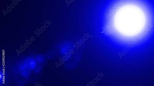Slow motion cinematic lens flare and light leak effect isolated on black background. 