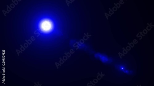 Slow motion cinematic lens flare and light leak effect isolated on black background. 