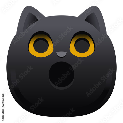 Surprised Black Cat Face Emoji, Shocked Astonished Amazed Reaction Animal Pet